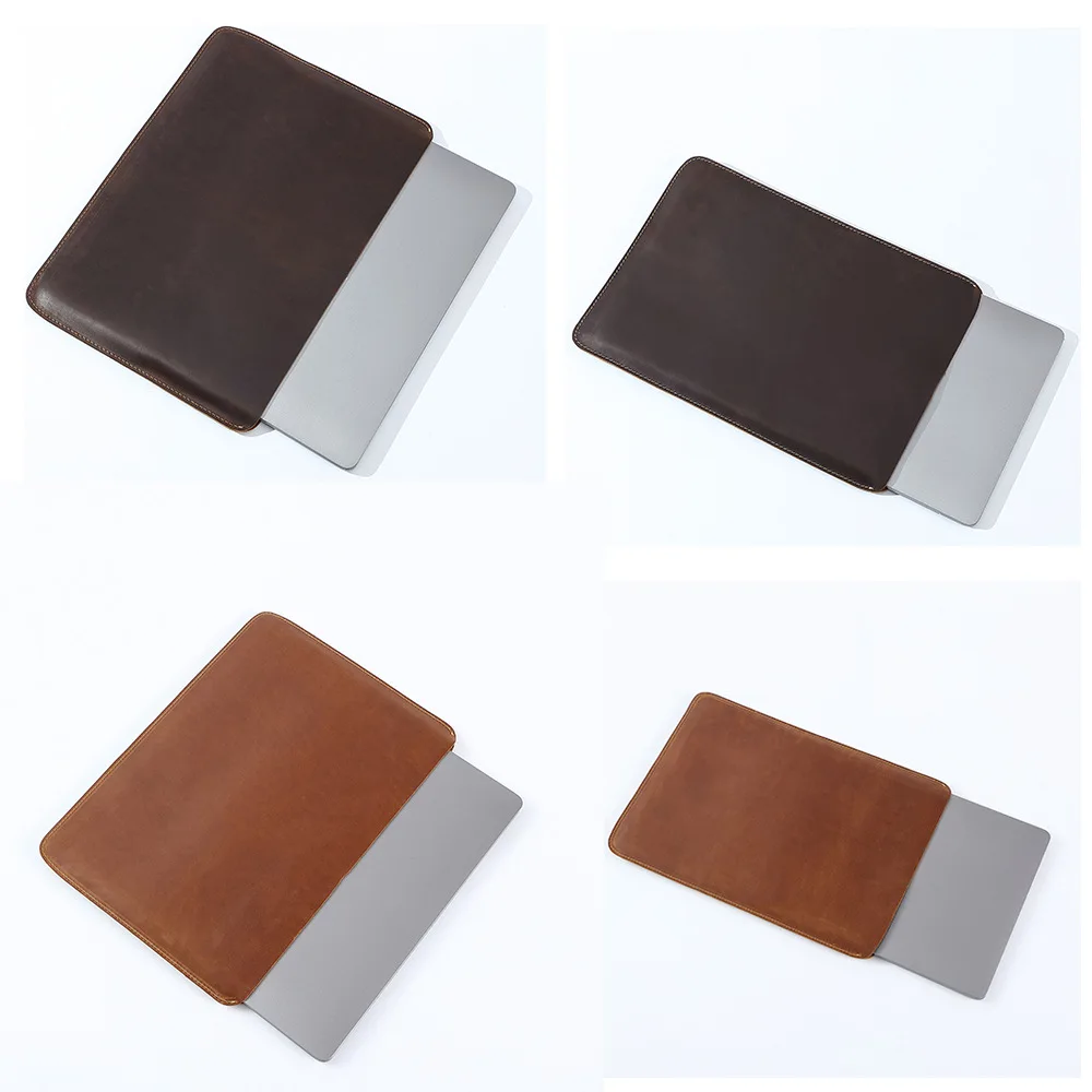 iPad Genuine Leather Computer Bag with Inner Compartment 13.3-inch 14.2-inch Horizontal Vertical Styles Top-Grade Co