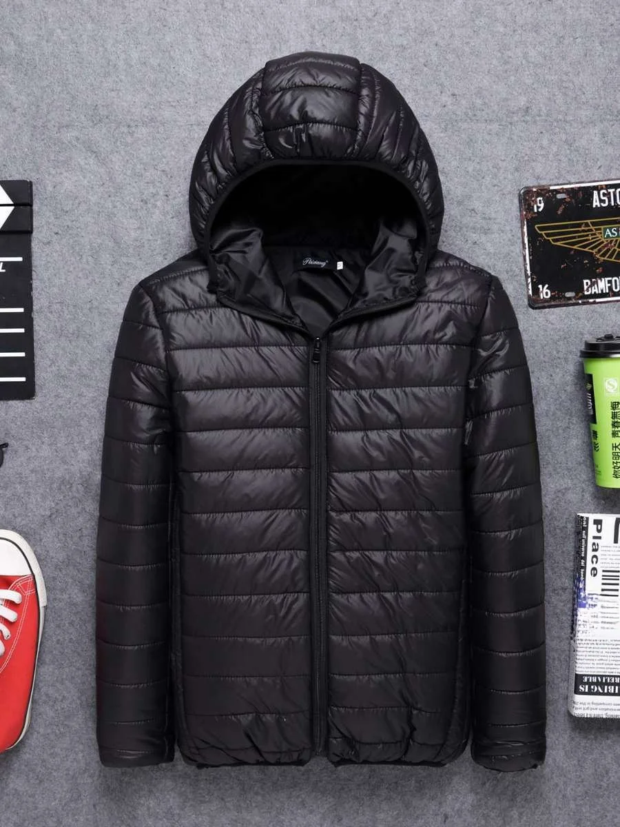 

New Men's Cotton Jacket Autumn Winter Short Lightweight Thickened Workwear Casual Loose Fit Hooded Zipper Closure Color