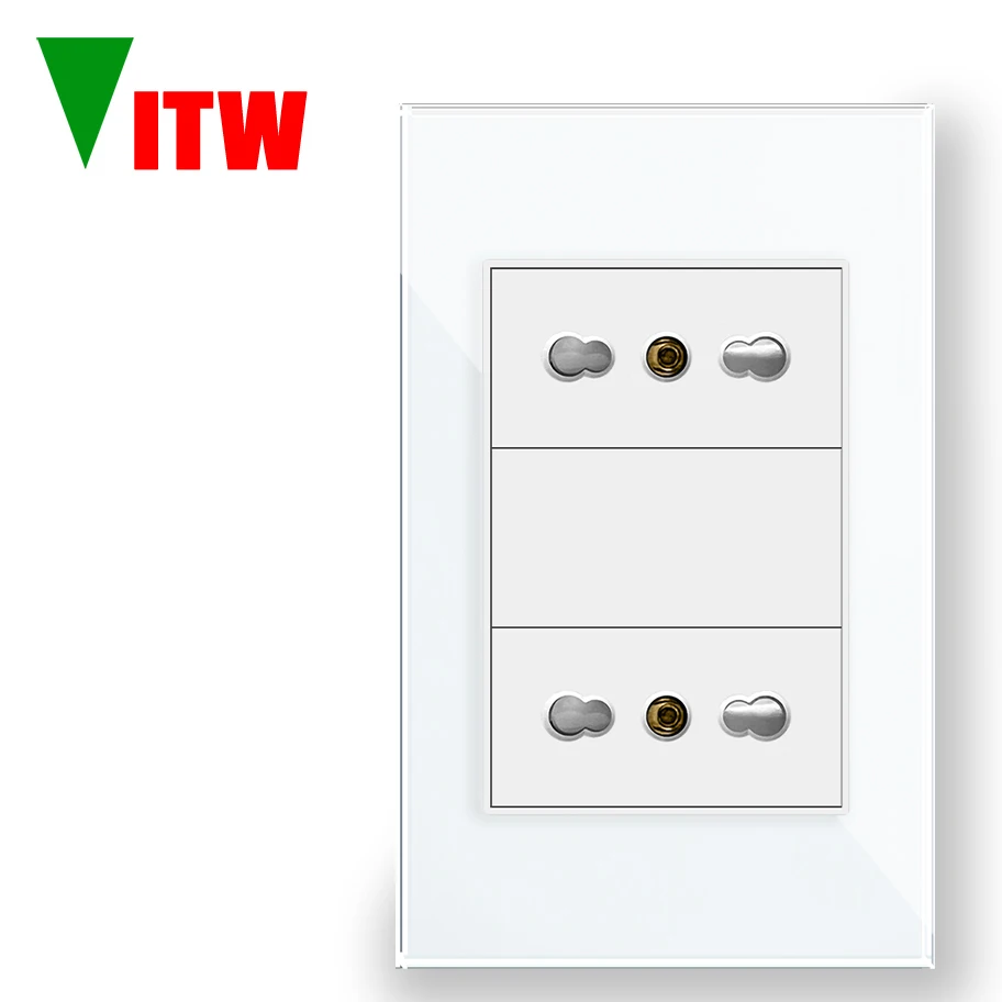 Prise de courant italienne de Type L, 16A 250V 2 broches + terre, verre cristal moderne obturé 120x7
