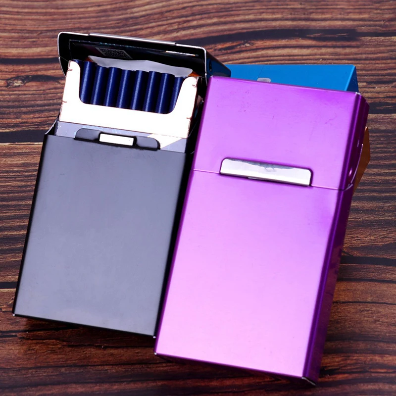 Slimline Extra Long Magnetic Flip-top Aluminium Brushed Cigarette Case Sweatproof Extrusion Resistant Cigarette Case