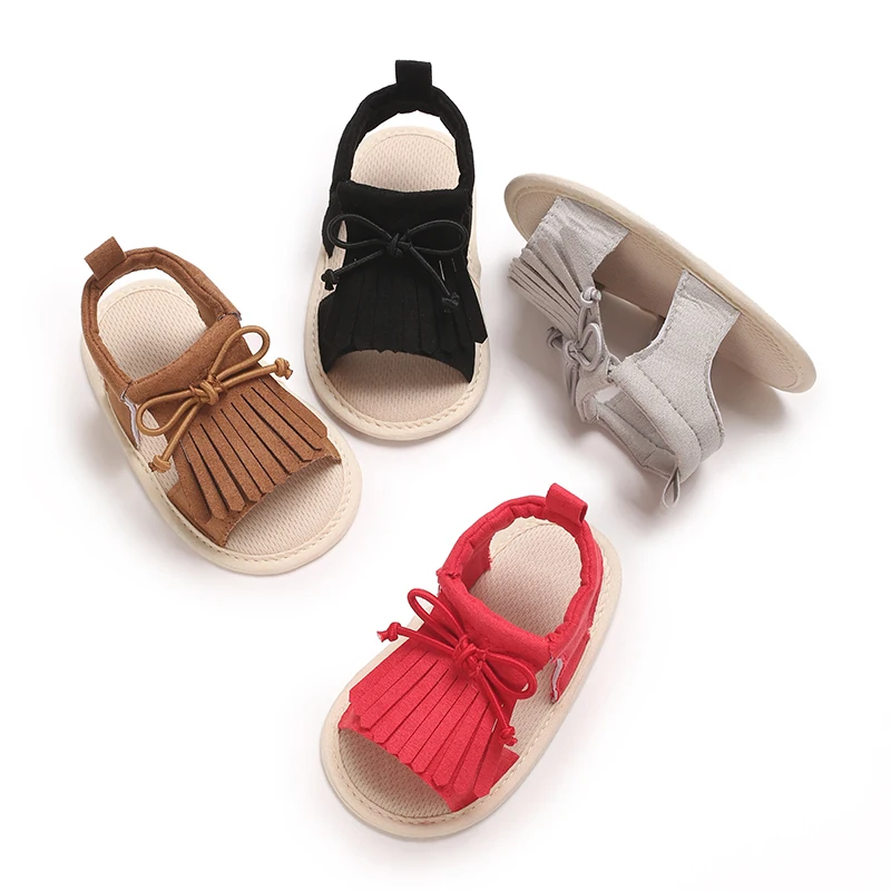 

Fashionable Tassels 0-18M Newborn Baby Girl Sandals Cute Summer Soft Soled Princess Flat Shoes Baby Anti Slip First Step Walking