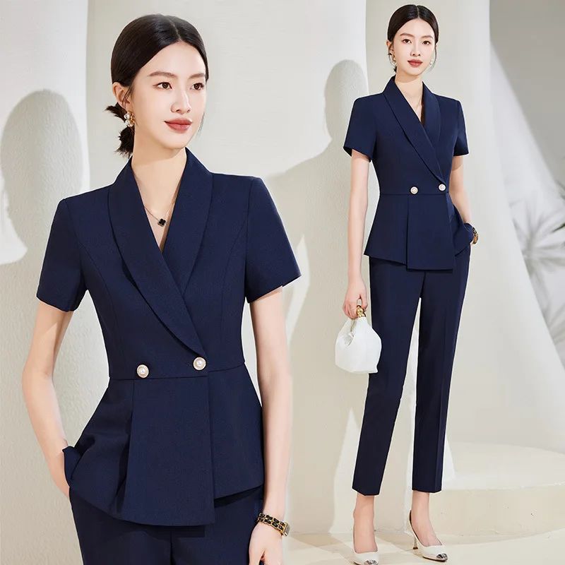 

Business Wear Women's Set Dress Front Desk Reception Beauty Salon Designer Fashion Temperament Goddess Style Jewelry Shop Suit O