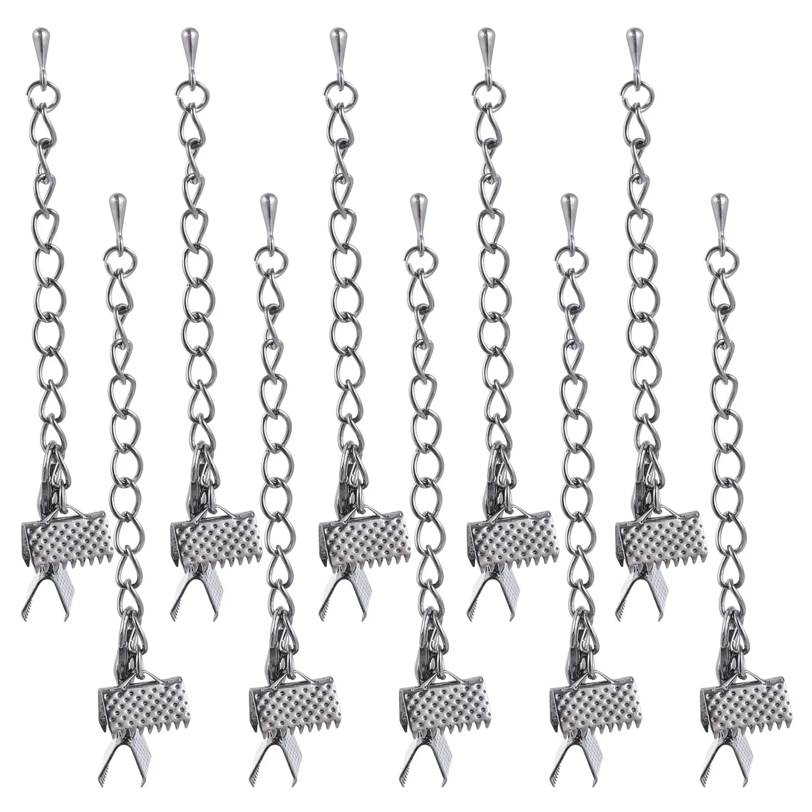 20 pz 10mm piccola goccia d'acqua fermagli per cavi clip a crimpare in ferro per gioielli fai da te creazione di nastri artigianali in pizzo corde piatte segnalibro