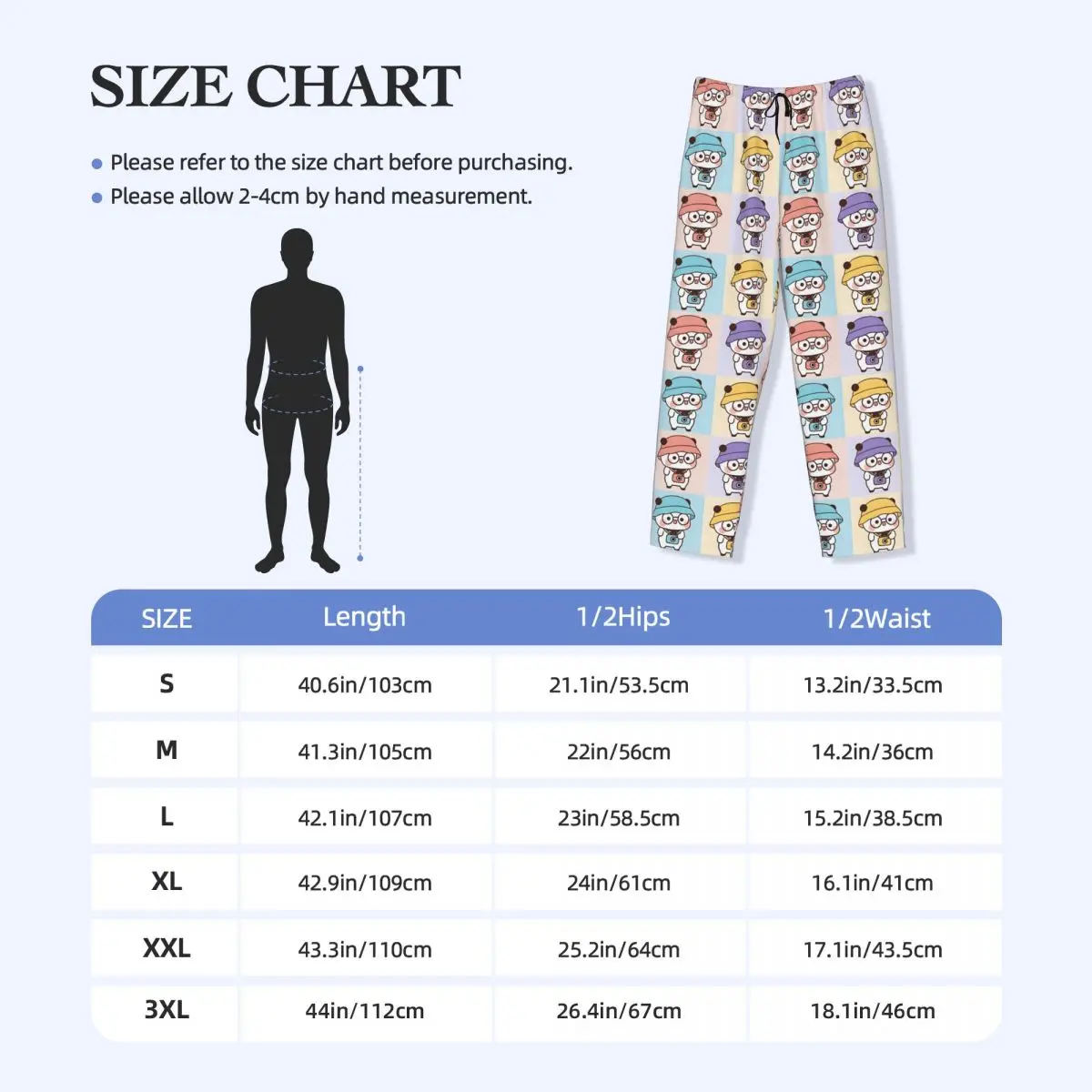 Custom Printed Bubu Dudu Pajama Pants for Men Animation Sleep Sleepwear Bottoms with Pockets