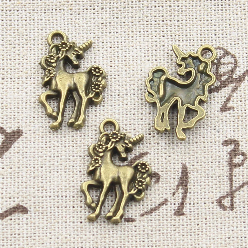 20pcs Charms Horse Unicorn 23x15mm Antique Silver Color Pendants DIY Crafts Making Findings Handmade Tibetan Jewelry