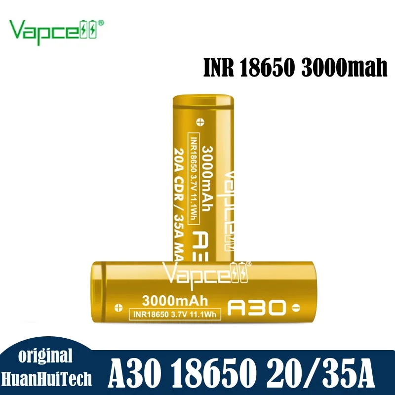 Original Vapcell A30 INR 18650 3000mah 20A/35A Battery 3.7V High Performance Cell For Battery Pack Drone Similar As Samsung 30Q