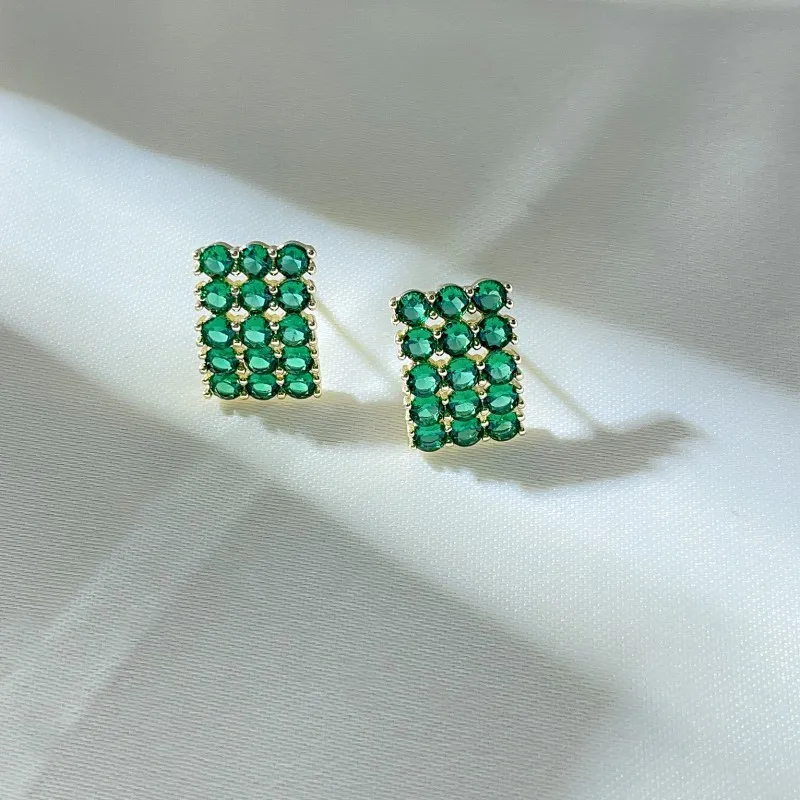 

Emerald Nano Crystal Row Inlaid with New Trendy High-End Luxury Earrings Fine Jewelry for Christian Women Ladies Grils