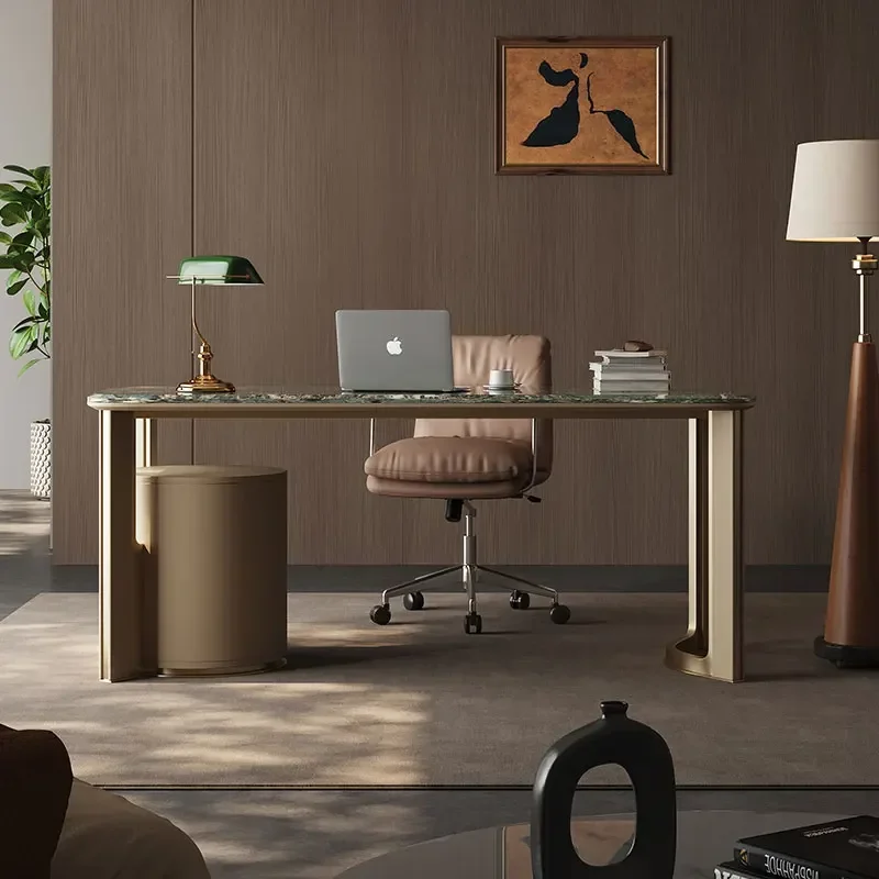 มีลิ้นชักเก็บของโต๊ะทํางานชั้นวางหินอ่อนโต๊ะยืนโต๊ะคอมพิวเตอร์ห้องนอนหรูหรา Mesa De Escritorio เฟอร์นิเจอร์สํานักงาน