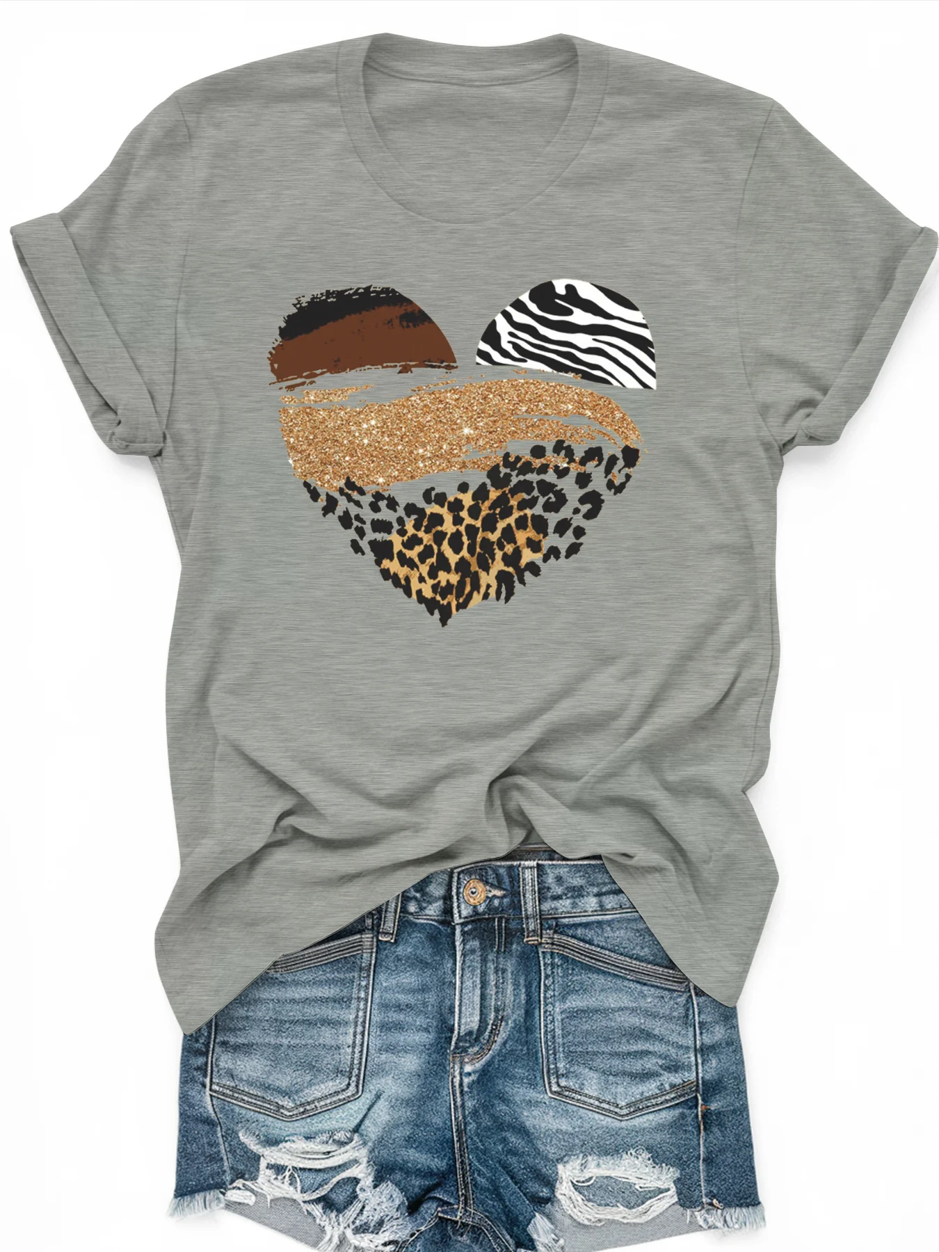

Women's large-size printed short-sleeved T-shirt, loose and casual, soft, comfortable and breathable, outdoor sports