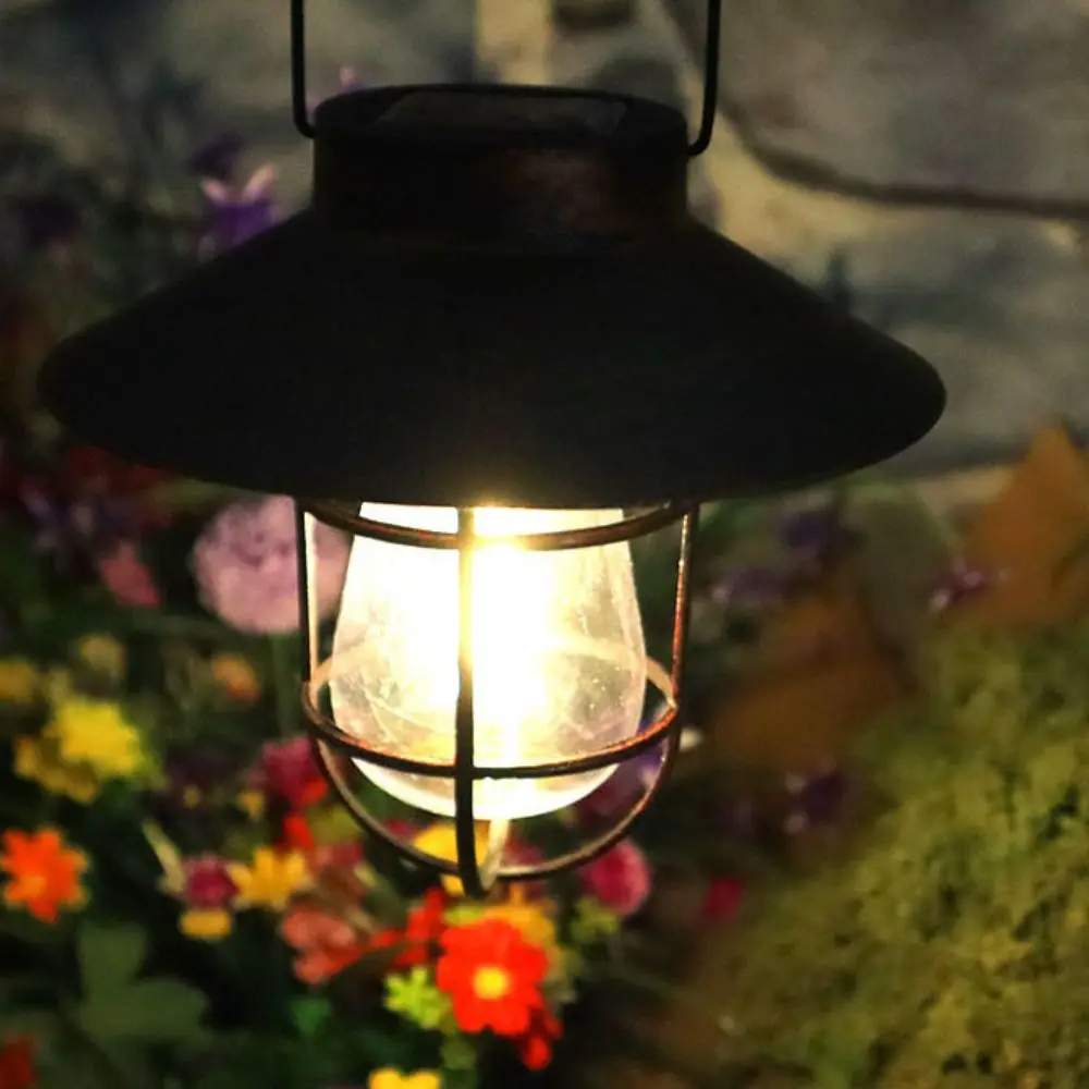 Retro Solar Lantern Lamp Vintage with Tungsten Bulb Hanging Tent Lamp Portable Waterproof Landscape Light Backyard Landscape