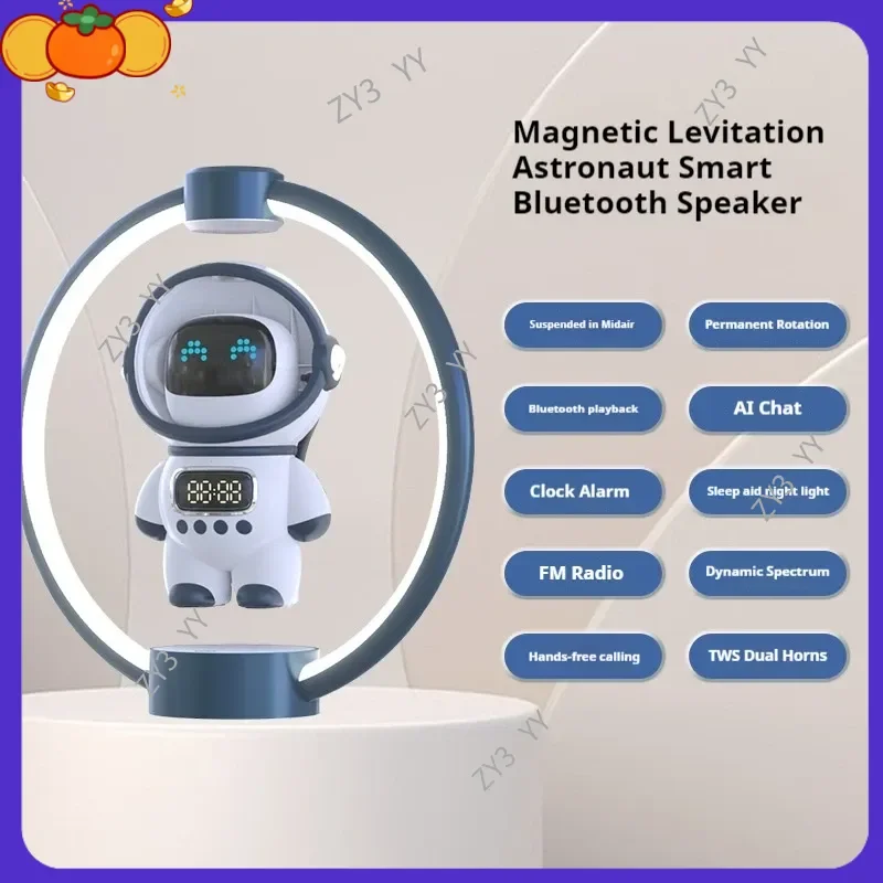 Haut-parleur Bluetooth à lévitation magnétique de bureau créatif, haut-parleur d'ordinateur Robot AI avec effet de lévitation, cadeau pour les amateurs de technologie