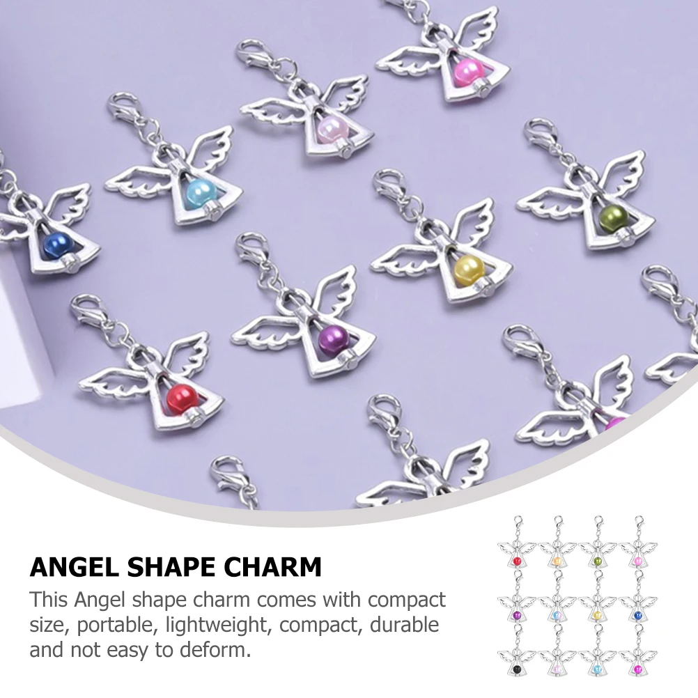 

12 Pcs Guardian Charms For Crafts Angel Wing Pendants Alloy Charms Jewelry Making Craft Decor Lightweight Durable Safe