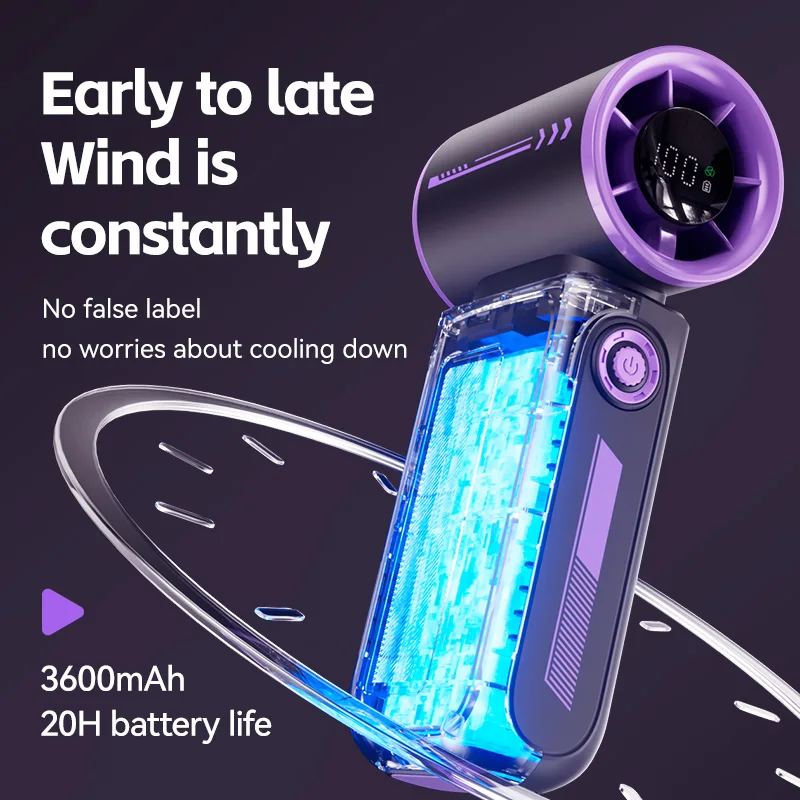 Xiaomi Youpin handventilator 100-niveau elektrische hogesnelheidsventilator Klein windkanon Draagbaar digitaal display USB-oplaadventilator buiten