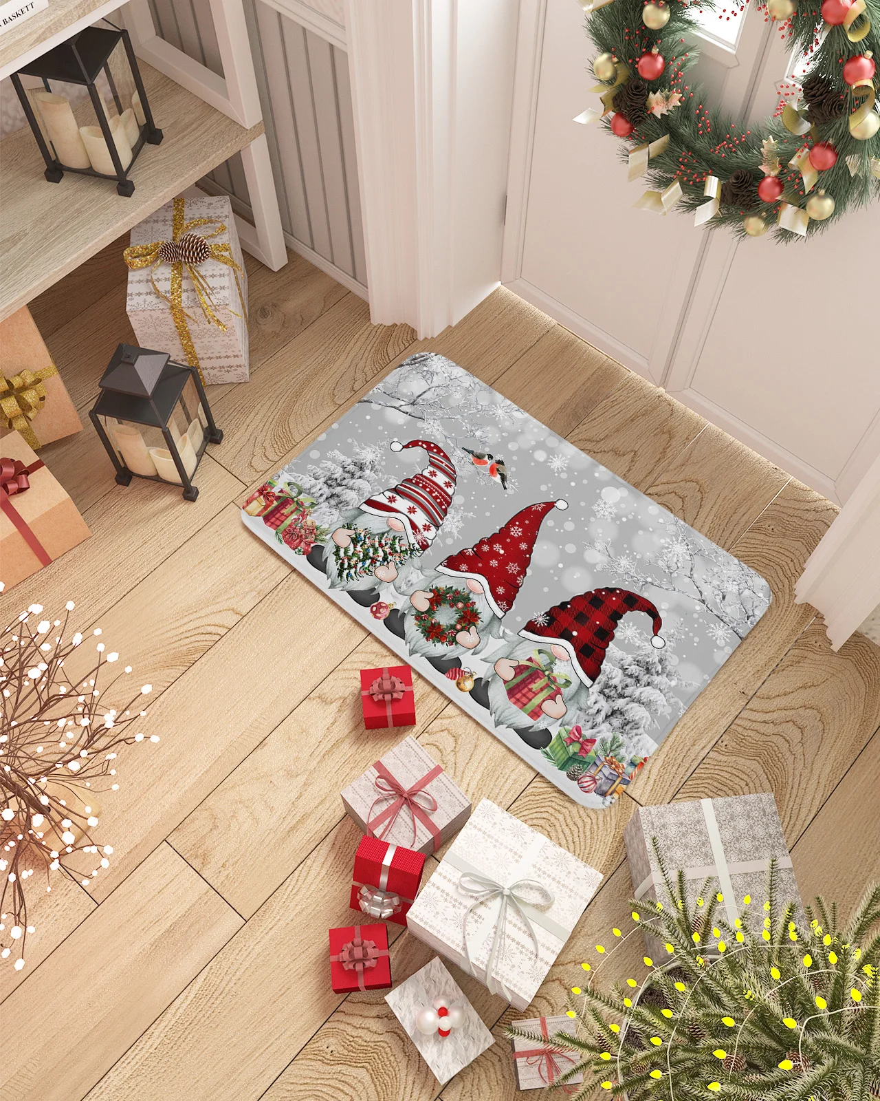 Christmas Snow Scene Snowflakes Gnome Doormat Home Decorations Carpet Navidad Ornament New Year Gifts Xmas Party Decor Rug Mat