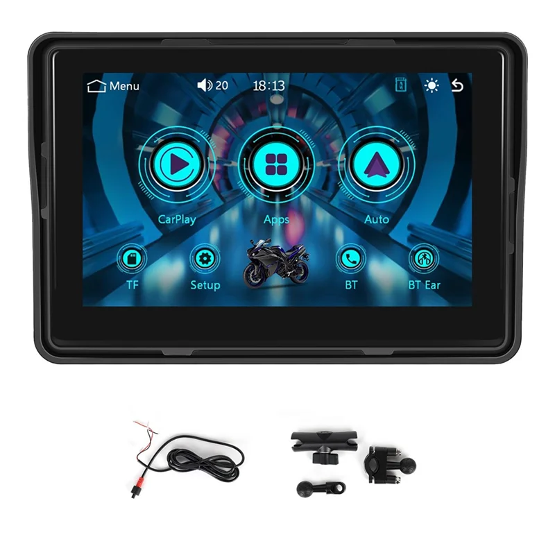 

Motorcycle GPS Navigation Display Wireless Carplay Android Auto Screen Portable Motorcycle Monitor IP67 Waterproof-AB36