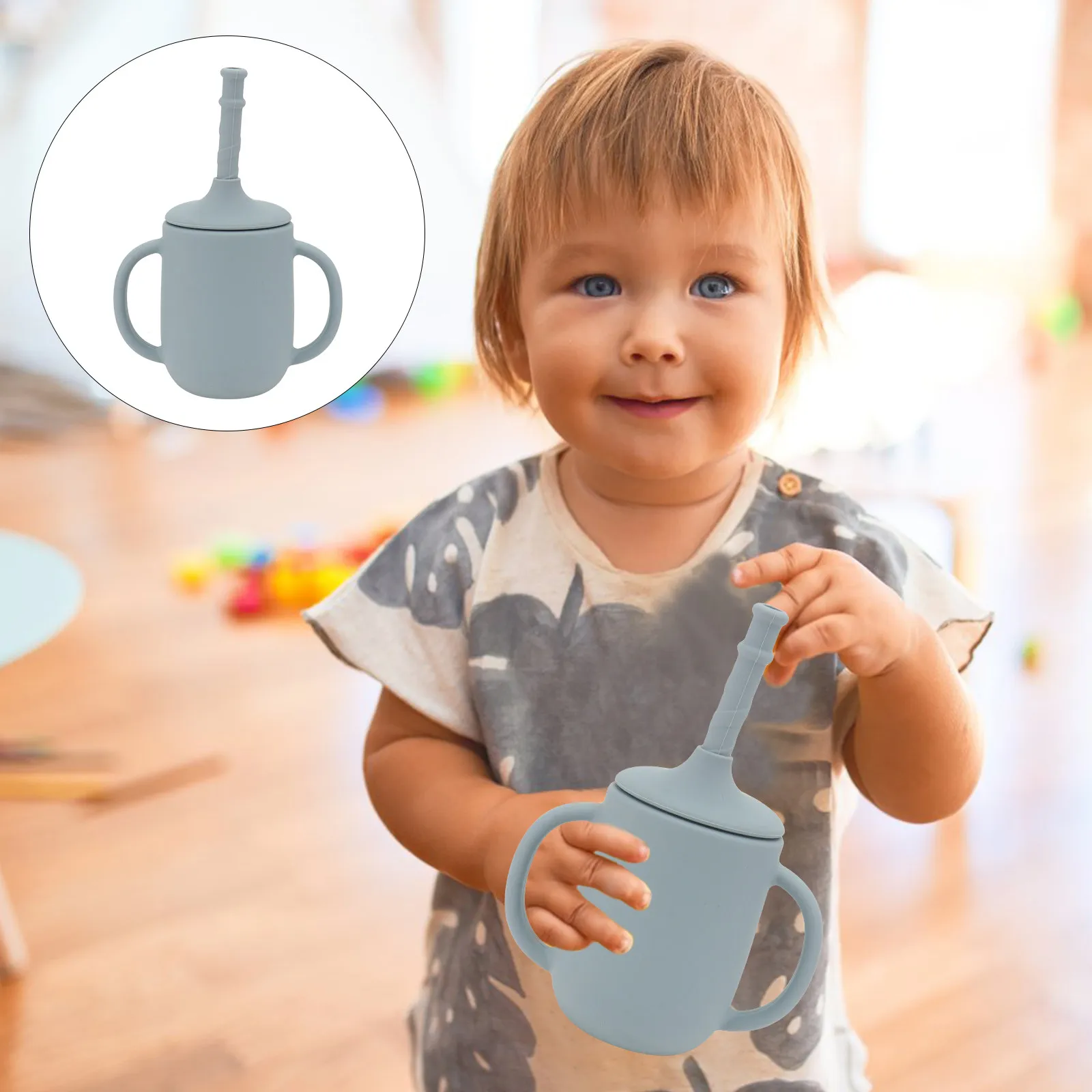 

1 шт. силиконовая детская чашка для воды, непроливаемая, для обучения питью, с мягкими ручками, удобными для захвата, для кормления малышей