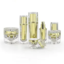 15g 30g 50g 100ml Acrylic Cosmetic Container Empty Cream jar Essence Lotion Spray Pump Bottle Gold Cosmetic Package bottles