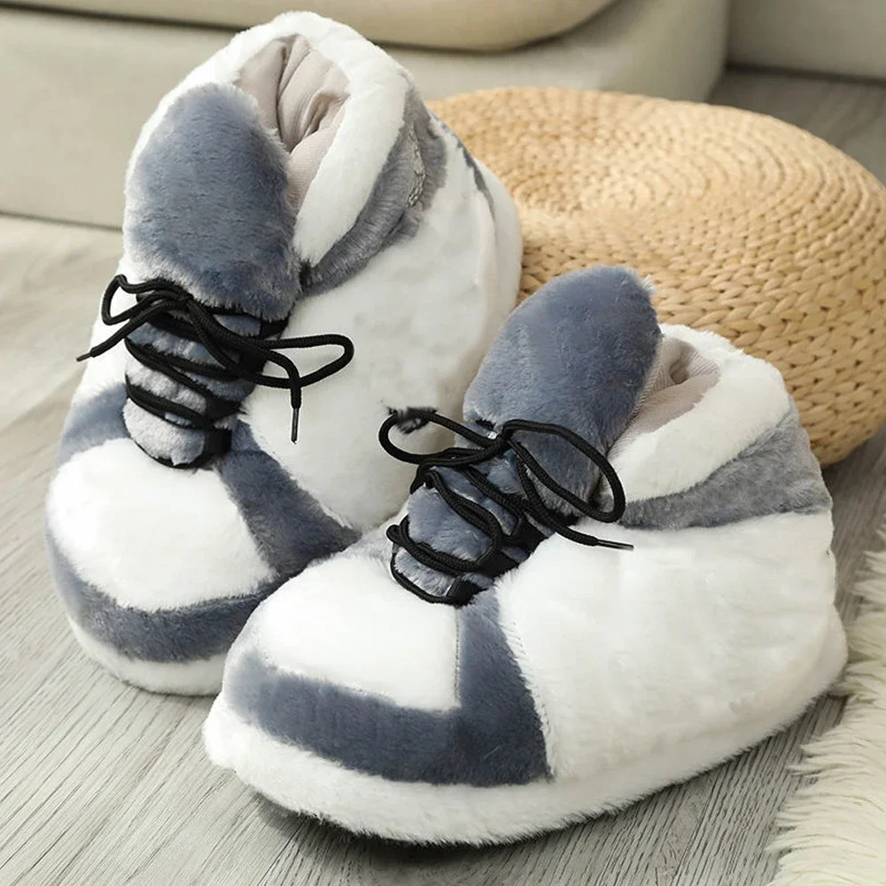 Novelty Shoes Cute Cartoon Warm Home Plush Shoes Women Winter Cotton Slippers Male Foam Sneakers Bread Fat Outdoor Slippers Gift