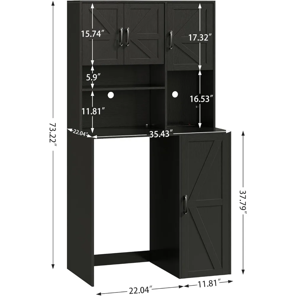 Mini armadietto per frigorifero con contenitore, armadietto per bar con spazio e presa per mini frigorifero, supporto per wine bar con ripiano per microonde