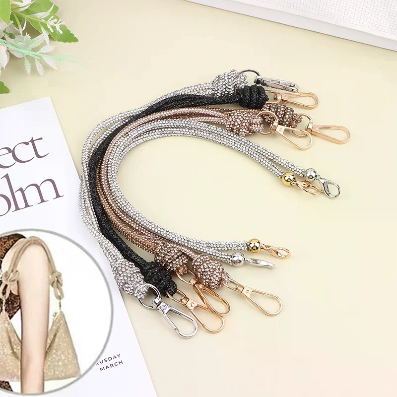 Stylish Handbag Chain Strap Embellished With Rhinestones Loop Knot Closure Suitable For Evening Casual DIY Wallet Making