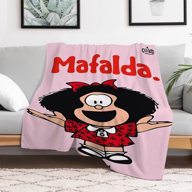 M-Mafalda Cartoon Blanket Furry Double Bed Comforter Thick Blankets for Winter Bedspread the Knee Sofa Warm Baby & Throws Fleece