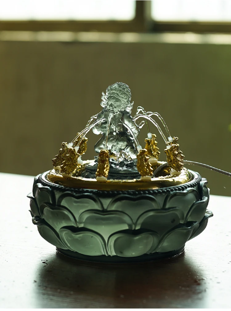 Five Paths Water Offering Yellow Black Wealth God Buddha Statue Feng Shui Decor