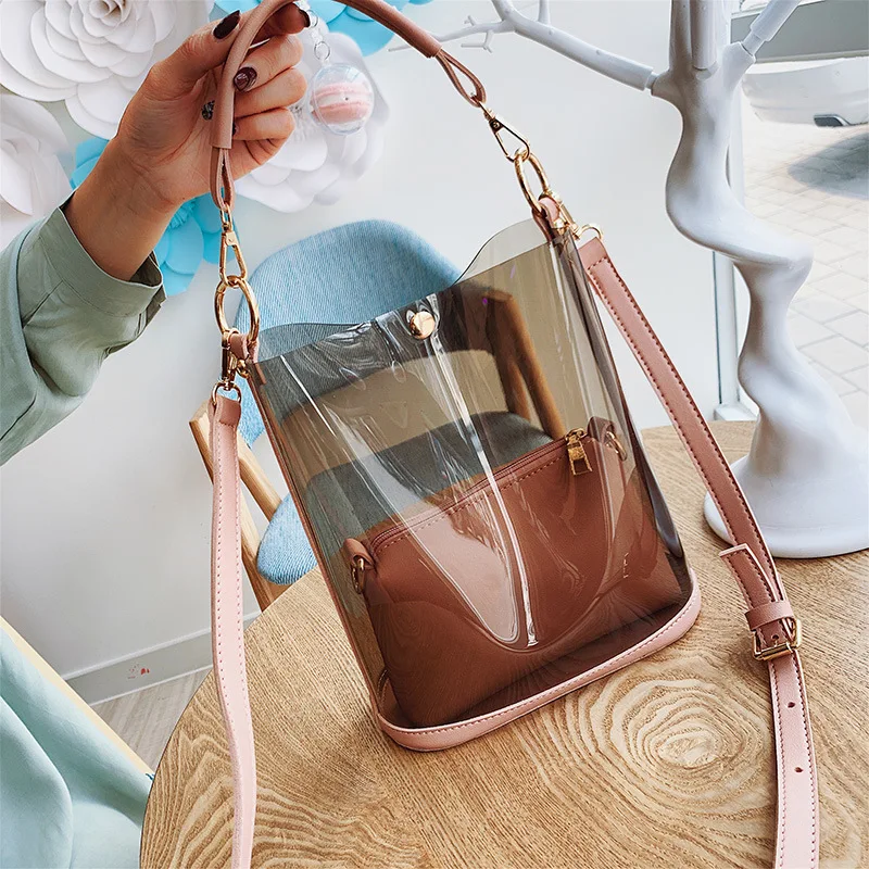 Nowy Produkt: Letnia Laserowa Przezroczysta Torba-Worek na Wodę, Codzienna Torba Damska 2w1, Damska Torba Crossbody z PVC w Stylu Jelly — zdjęcie 3