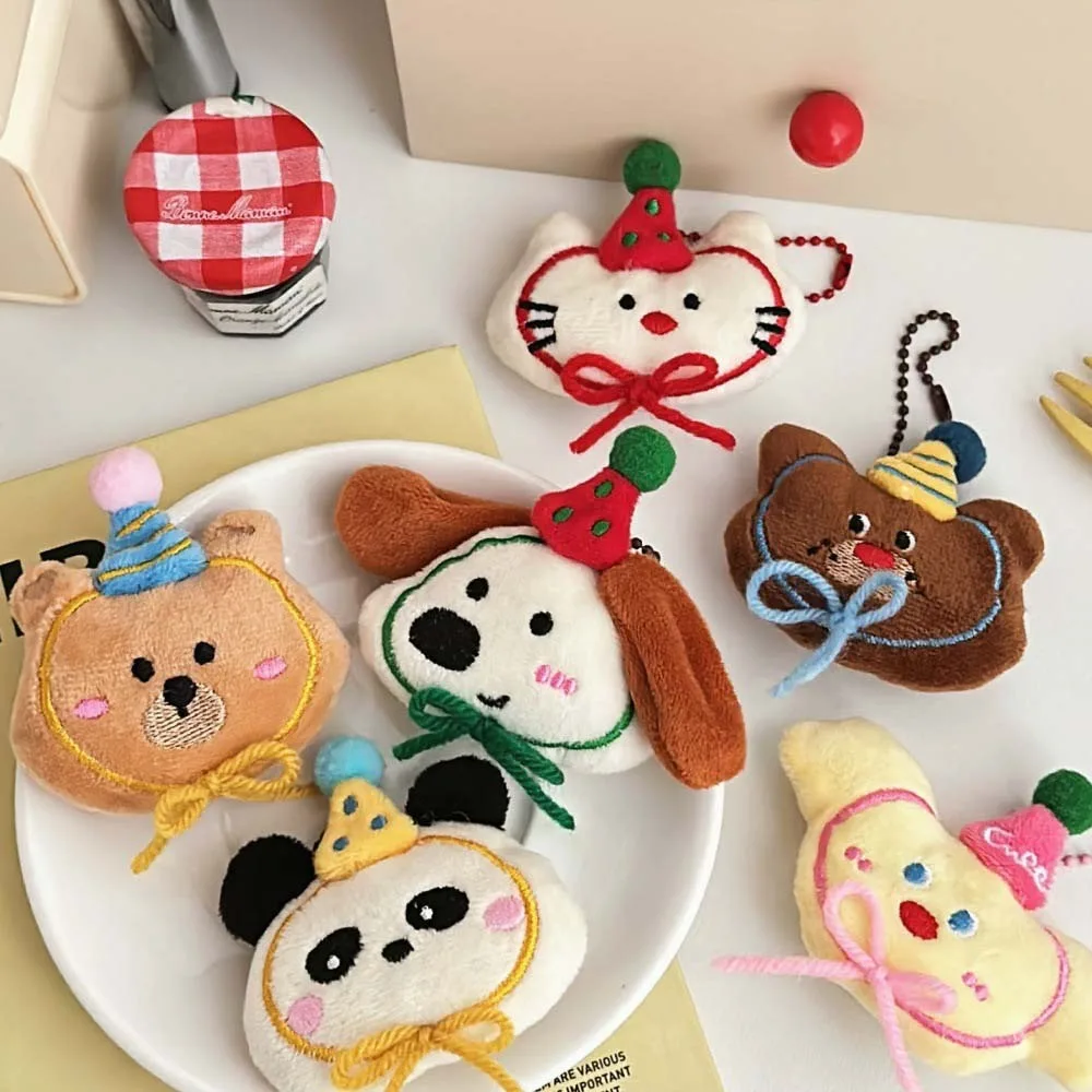 Panda Bear Dog Plush Animal Keychain Animal Cat Plush Stuffed Dog Doll Plush Keyring Backpack Charms Puppy Cartoon Plush Pendant