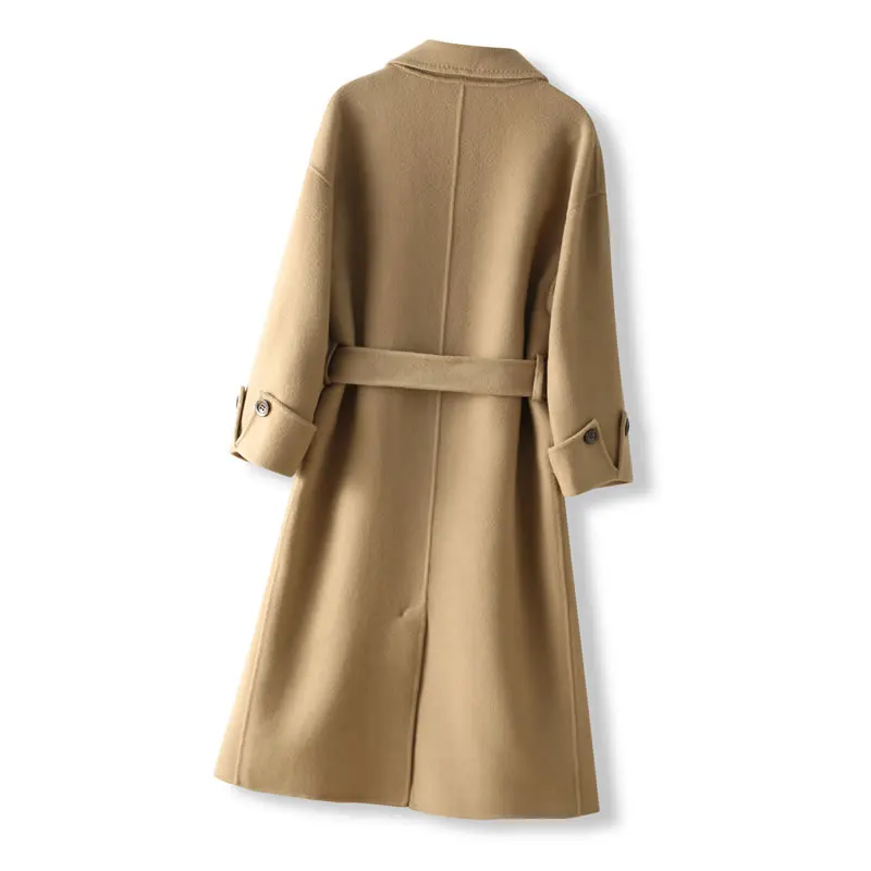 Ladies Winter Autumn Spring 100% Wool Coat Women Pure Woolen Long Coats Top Quality Customized Service MC803