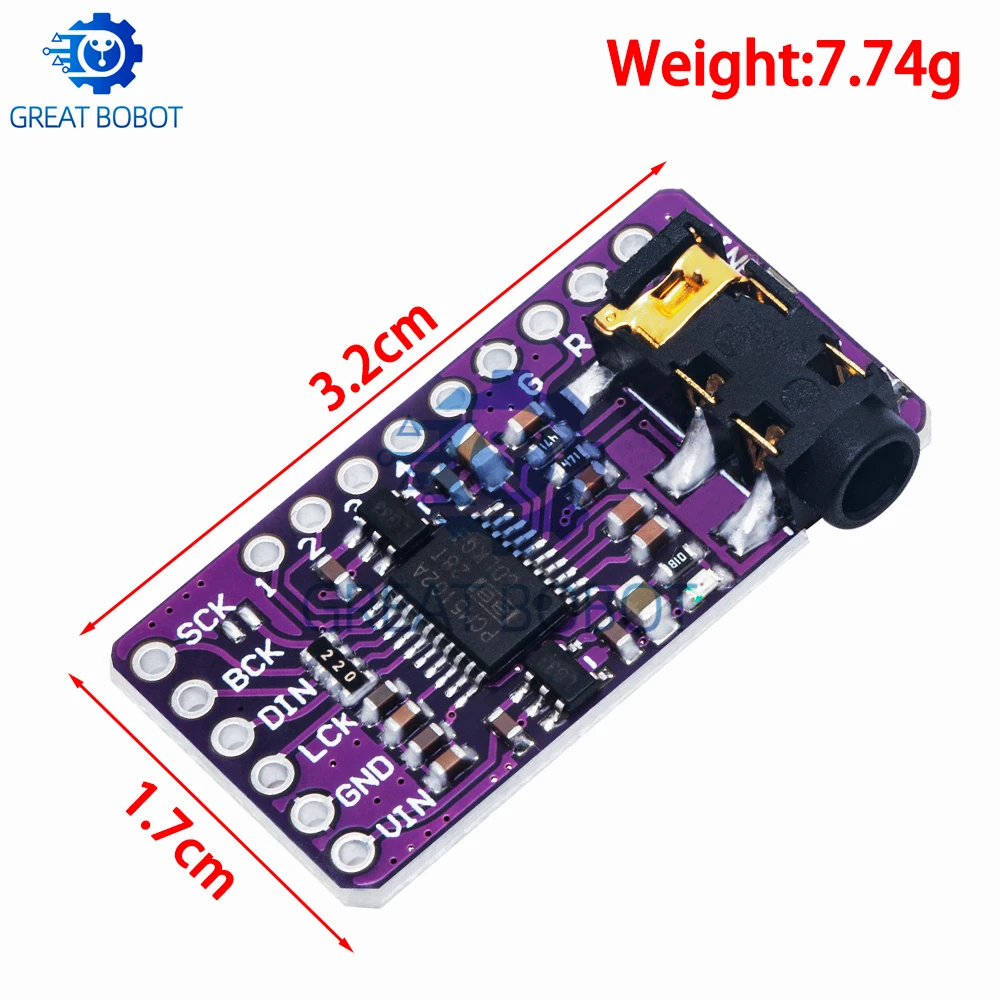 1~10 SZT. Interfejs I2S PCM5102A Dekoder DAC GY-PCM5102 Moduł Odtwarzacza I2S dla Raspberry Pi PHAT Format Board Cyfrowa Płytka Audio — zdjęcie produktu 2