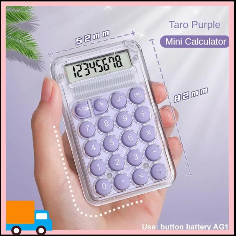 Professional-8 Digits Display Silence Widescreen Mini Calculator Students Portable Transparent Electronic Calculator Daily Use