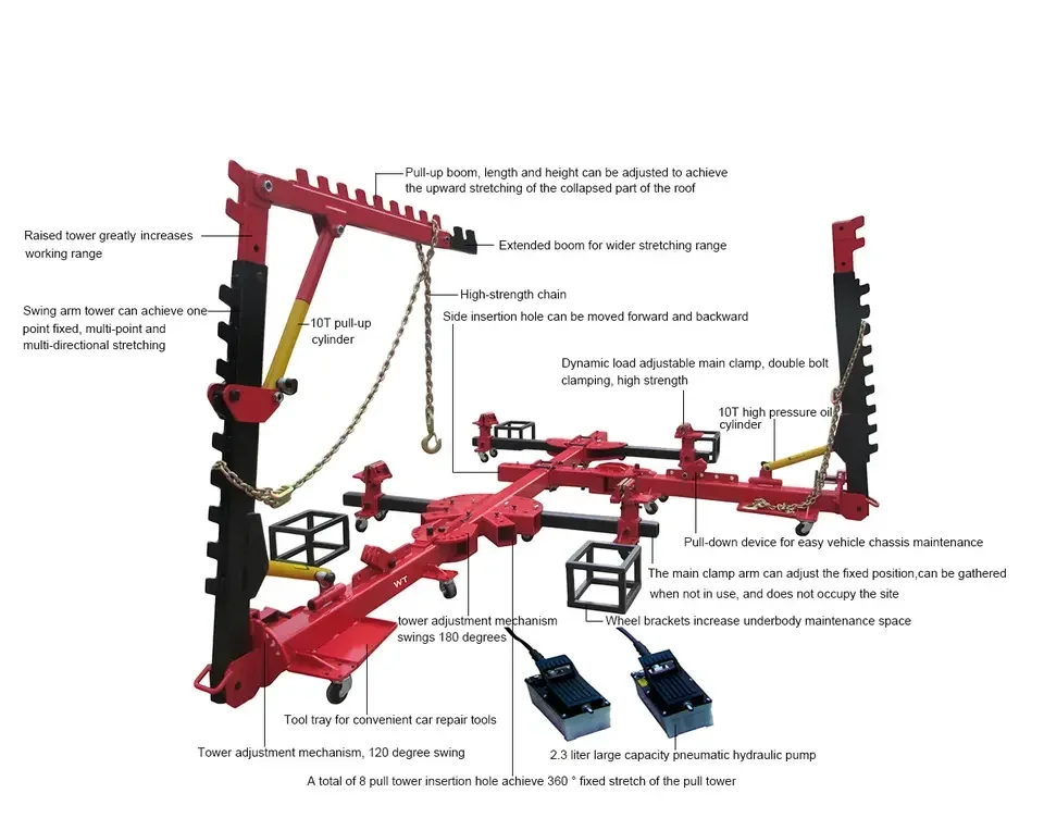 

Hot Sale 3000kg Automotive Chassis Frame Bench body collision accident quick repair system Pulling Machine Frame straightener