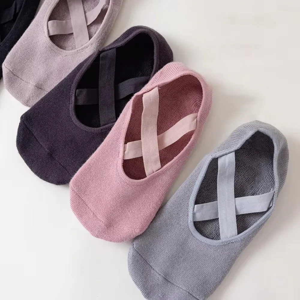 

1 пара профессиональных дышащих носков для йоги без задника, однотонные носки для балета и пилатеса, нескользящие хлопковые носки для тренировок, женские