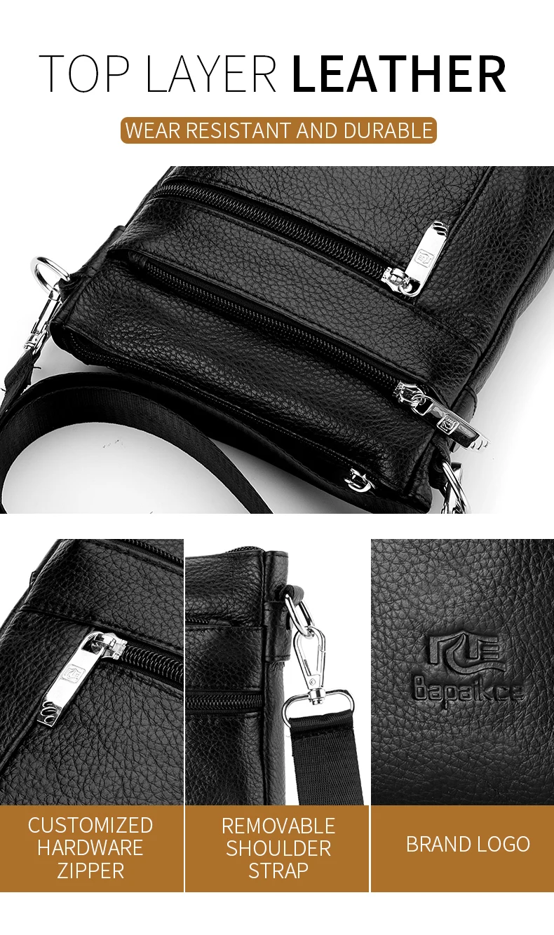 Herren-Einzelschultertasche aus echtem Leder, lässige Business-Umhängetasche, hochwertige Ledertasche für Herren – Detail 4