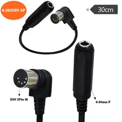 6.35mm Audio Jack To 90 ° Elbow MIDI DIN5Pin 5-core Adapter Microphone Audio Output 6.35mm 1/4 