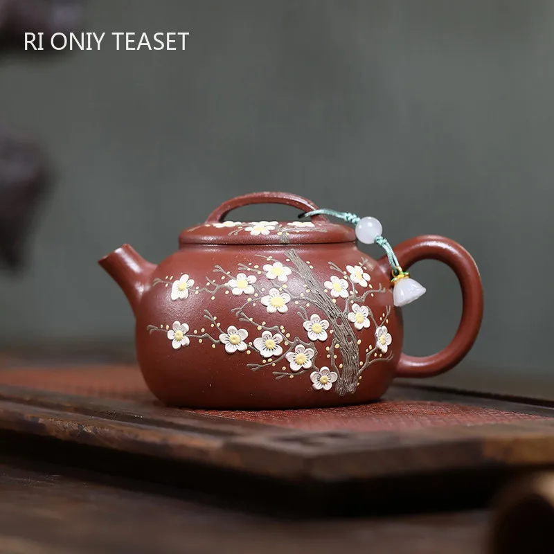 

160ml Chinese Yixing Purple Clay Teapot Famous Handmade Plum Blossom Tea Pot Beauty Tea Infuser Kettle Raw Ore Zisha Tea Set