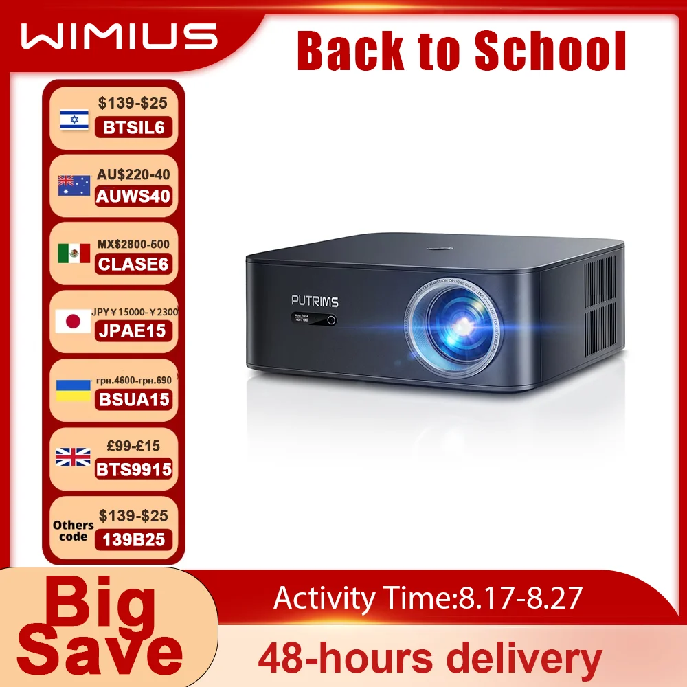 Proiettore FHD 1080P Proiettore WiFi Bluetooth Netflix ufficiale e messa a fuoco automatica AI 1500 ANSI 30000 lumen Messa a fuoco automatica Supporto 4K