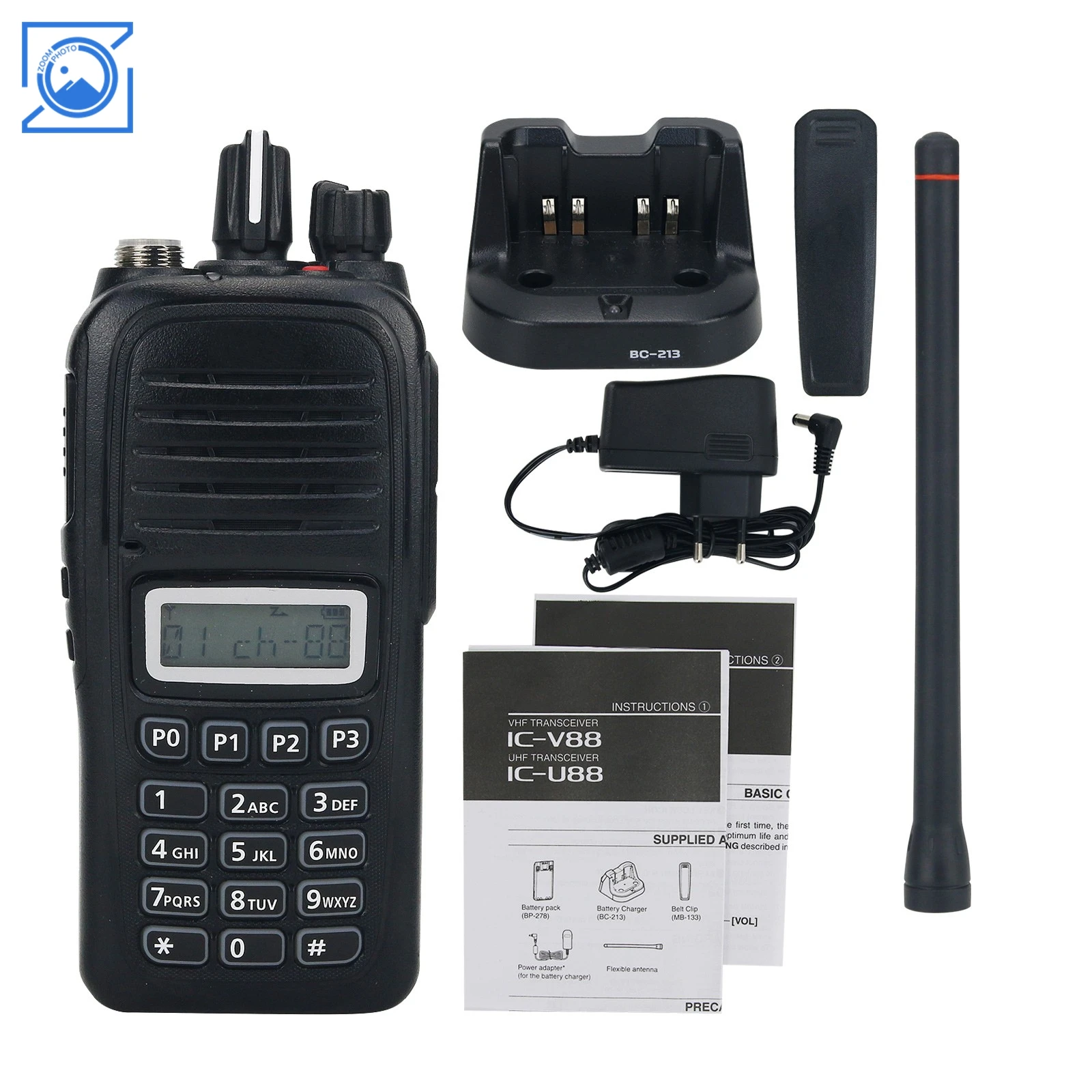 IC-V88 VHF 136-174Mhz 5W لاسلكي تخاطب مقاوم للماء جهاز الإرسال والاستقبال المحمول 128CH 800MW إخراج الصوت