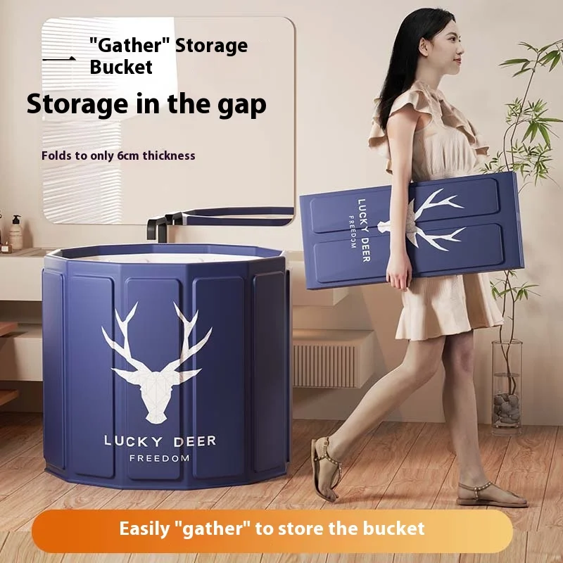 Portable Folding Bathing Bucket for Adults,Simple Modern Adult Folding Bathtubs Sweat Steaming Sauna Spa Bath Barrel