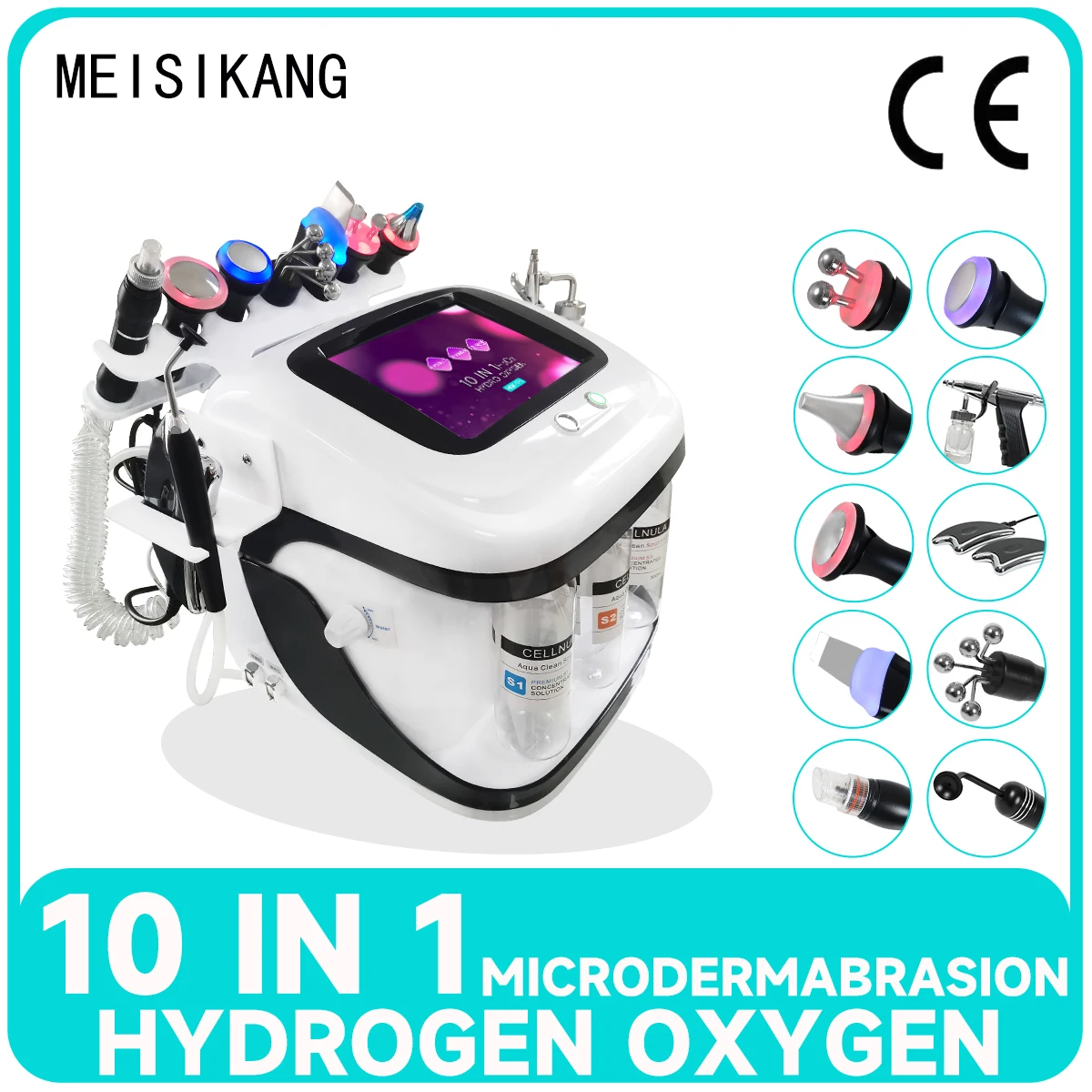 

MEISIKANG Hydrodermabrasion Professional Hidrifting H2o2 Lift Skin Facial Aqua Peeling Device10 IN 1 Hydropeeling Machine