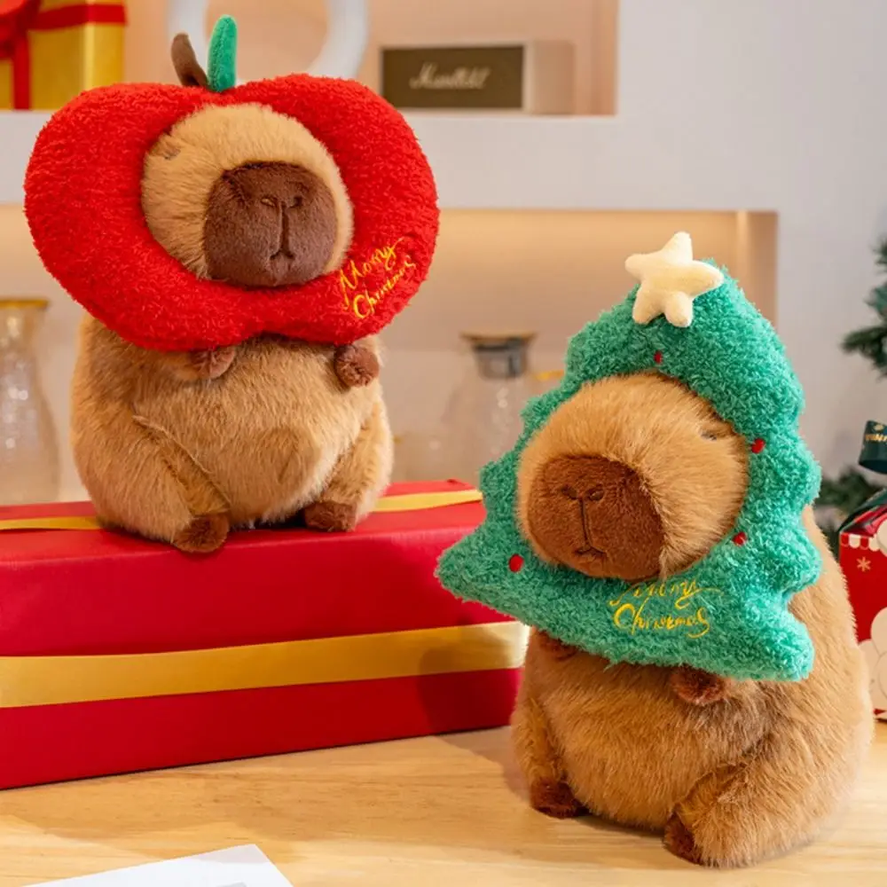 Aankleden Kerst Capibara Pop Kerstboom Groene Sjaal Capibara Zachte Wandelstok Capibara Pluizige Pop Verjaardagscadeau
