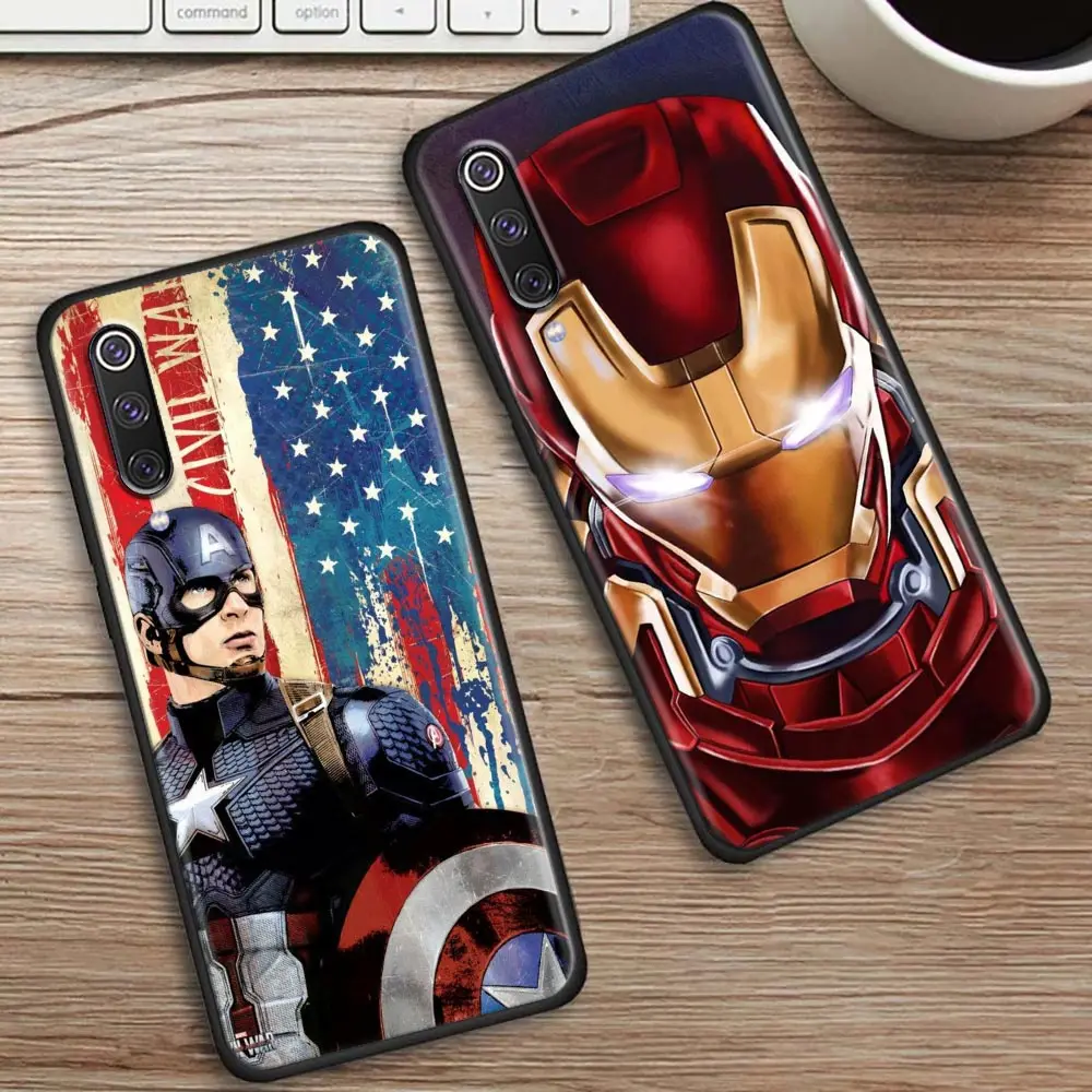 Avengers Marvel Spiderman Ironman Black Fundas For Xiaomi Mi 9T 13T Pro 10 10T 9 13 Pro 8 11 Lite 12T Note 10 9T Case Back Cover