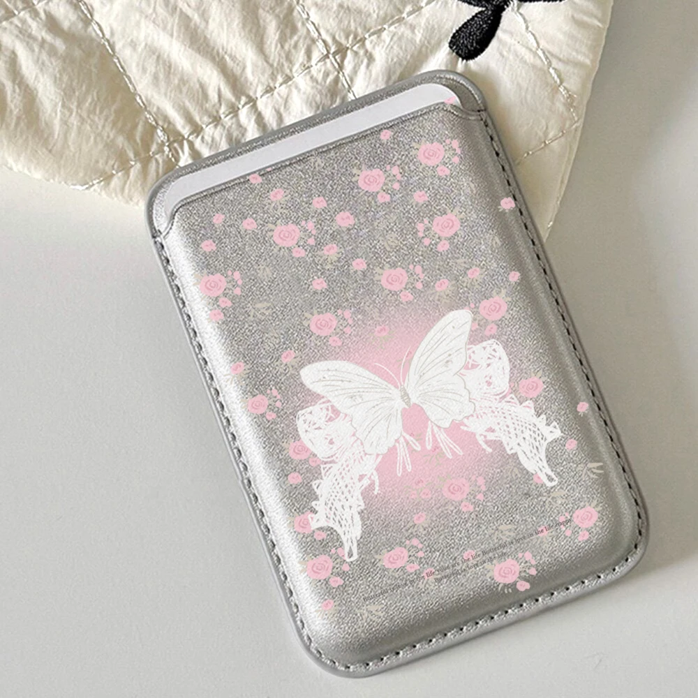 Bow Flower INS Leder-Kartenetui Handyhülle Kartenhalter für Magnetische Hülle Geeignet für alle iPhones für Magsafe Karten-Handytasche – Detail 1