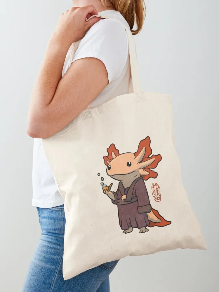 

cute axolotl philosopher Tote Bag reusable shopping bags canvas tote Woman shopper bag Cloth bags