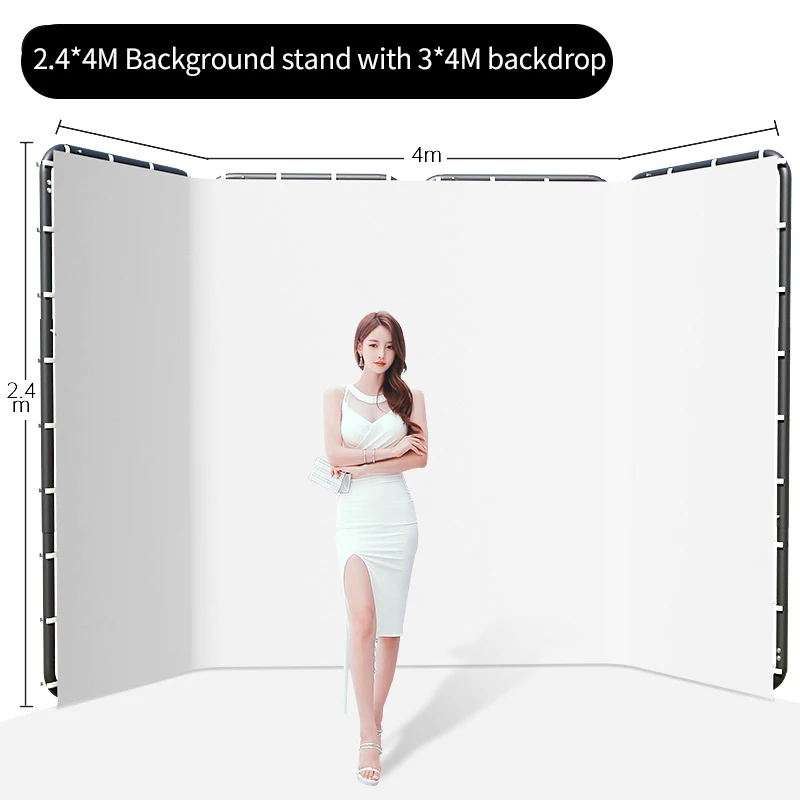 Portable Large Chromakey Green Screen Backdrop with Stand Photography Background Support System 240x400cm Shooting Video Photo