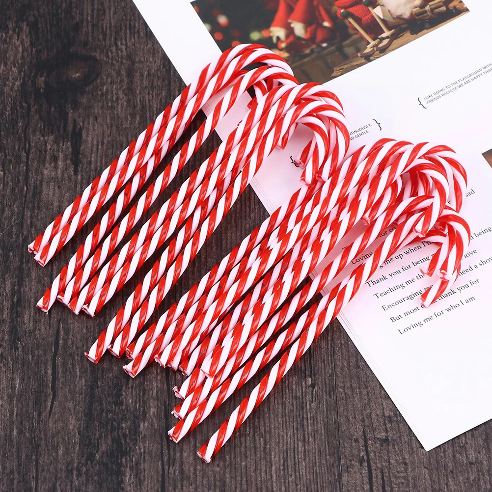 

24Pcs Christmas Santa Walking Stick Shape Candy Cane Decoration Red White Premium Material Christmas Tree Party Decor