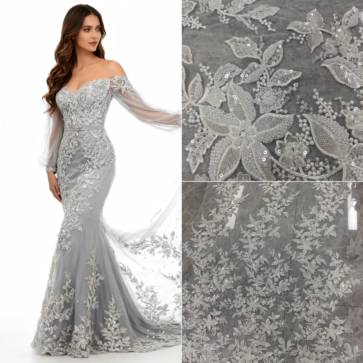 

Новая роскошная ткань с блестками и вышивкой бисером для ногтей, шитье свадебного платья, вечернее платье, детское платье, дизайнерская ткань «сделай сам»