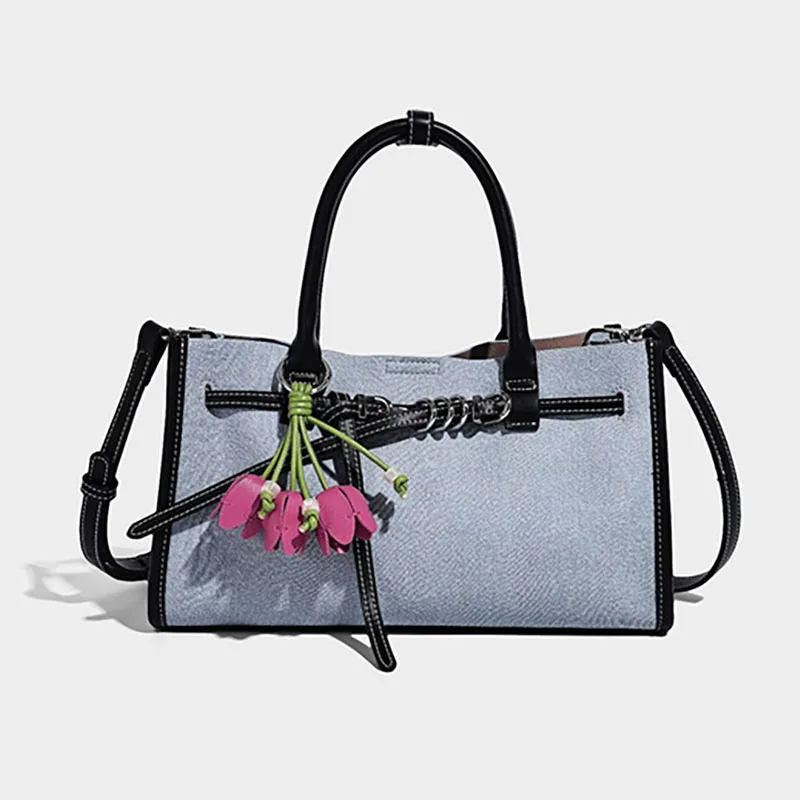 2026 New Design Denim Square Tote Bag Women Minimalist High Appearance Handbag Luxury  Crossbody Shoulder Bag Daily Commuter Bag