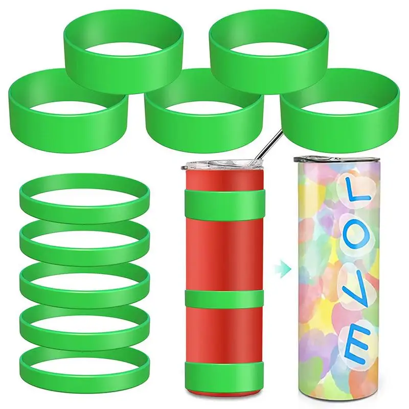 Green Silicone Bands 10pcs Alternative Shrink Wrap For Sublimation Tumblers Prevent Ghosting Sublimation Supplies Sublimation