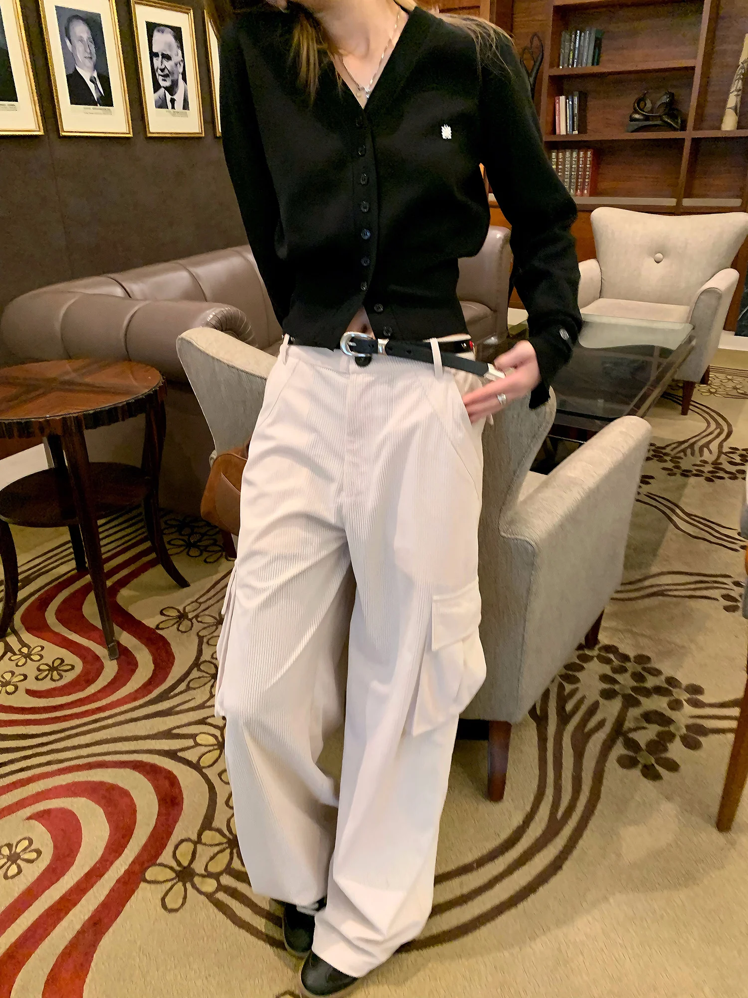 

Женские вельветовые брюки LelyMooch с высокой талией, широкими штанинами, повседневные, осенне-зимние, универсальные, прямого кроя, для работы